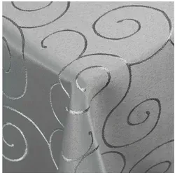 DecoHomeTextil Heimtextilmanufaktur Tischdecke Kringel Circle Tafeldecke Ornamente Damast Tischdecke grau Eckig 110 x 140 cm