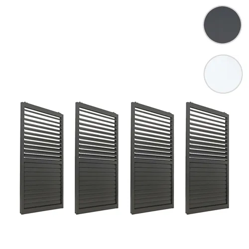 Mendler 4er-Set Aluminium Schiebetür L46 für Pergola - Außenanbau: Verwandeln Sie Ihre Pergola in eine stilvolle Wohlfühloase mit sturmfesten Schiebetüren, die Sicht- und Windschutz bieten und individuell verstellbare Lamellen für optimale Lichtregulierung haben.
