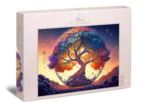 Ulmer Puzzleschmiede - Puzzle 1000 Teile „Baum des Lebens“ - Wunderbares Lebensbaum-Puzzlemotiv - EIN fantastisches 1000 Teile Puzzle für Erwachsene - mit Puzzle-Qualität Made in Germany