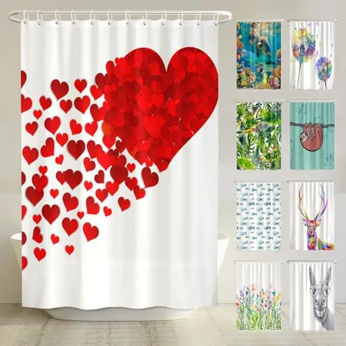 arteneur® Herz - Anti-Schimmel Duschvorhang 180x200 - Duschvorhang aus 100% recyceltem Polyester, blickdicht und wasserdicht. Mit antibakterieller Beschichtung und beschwertem Saum für eine langlebige Nutzung und mehr Hygiene im Bad.