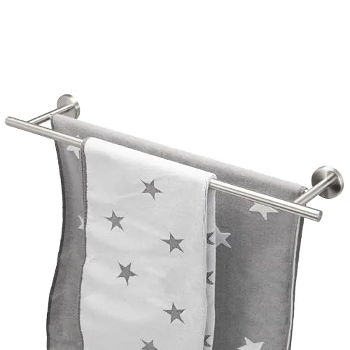 bremermann Handtuchhalter Bad-Serie PIAZZA - Edelstahl matt, extra breit - Handtuchhaken aus rostfreiem Edelstahl mit 2 Stangen für optimale Trocknung und elegantes Design. Ideal für ein modernes Badezimmer.