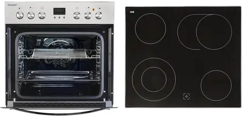 Exquisit Herd-Set EHE185-1.2-Set | 58L Backofen mit Timer - Herdset mit 58 Liter Backvolumen und präzisem Digitalen Timer für perfekte Koch- und Backergebnisse. Energieeffizienzklasse A spart Strom und sorgt für einen modernen Look in Ihrer Küche.