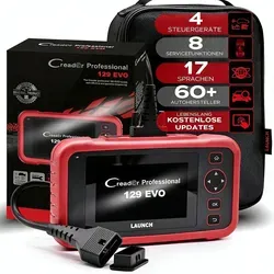 LAUNCH CRP 129 EVO OBD2 Diagnosegerät - Diagnosesoftware mit 4 Systemen und 8 Servicefunktionen, darunter Ölwechsel- und Drosselklappen-Neulernen. Ideal für präzise Fahrzeugdiagnosen und Echtzeitüberwachung.