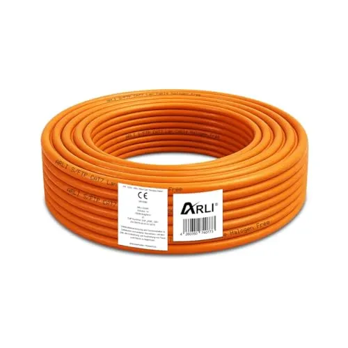 ARLI CAT 7 Verlegekabel 50m - Cat-7-Ethernetkabel, hochgeschirmt für optimale Datenübertragung und halogenfrei für mehr Sicherheit bei der Installation.