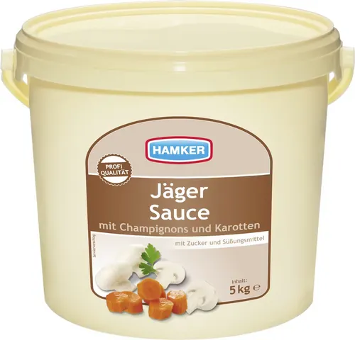 Hamker Jägersauce - Fertigsauce mit feinen Champignons, ideal für schnelle und schmackhafte Gerichte. Perfekt für Fleischliebhaber und einfach in der Anwendung!