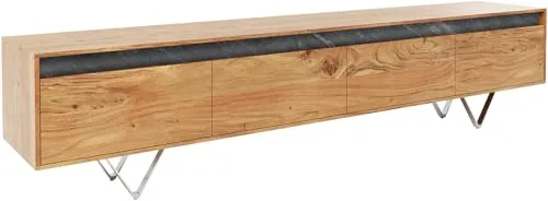 DELIFE Designer-Lowboard Stonegrace 200 cm aus Akazie - Elegantes Lowboard aus hochwertigem Akazienholz mit 4 geräumigen Schubladen. Ideal als stilvoller Fernsehtisch und für unsichtbaren Stauraum. Perfekt für modernes Wohnen!