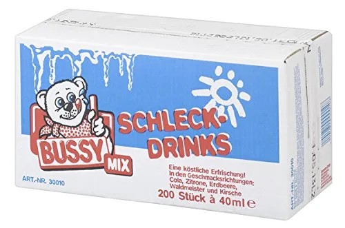 Bussy Mix 600 x 40ML Schleck Drinks - Getränke, Kaffee & Tee – 5 fruchtige Sorten von Wassereis, ideal für heiße Tage und ein erfrischendes Geschmackserlebnis!