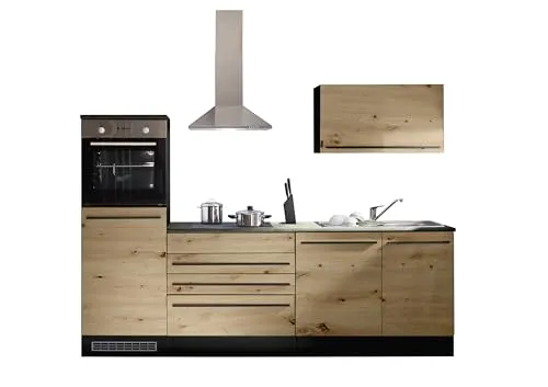 Mid.you Küchenleerblock Anthrazit & Eiche Artisan, 260 cm - Küchenzeilen, eleganter Küchenleerblock in L-Form mit antibakterieller Arbeitsplatte, ideal für stilvolle Koch- und Backbereiche.