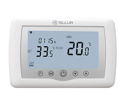 TELLUR SMART WiFi Thermostat, WLAN Raumthermostat Tuya, Internetsteuerung, Wochen/Tagesplan, Sprachsteuerung, Frostschutz, Thermostat Heizung Kompatibel Alexa, Google Home, Heizungsthermostat Kein HUB