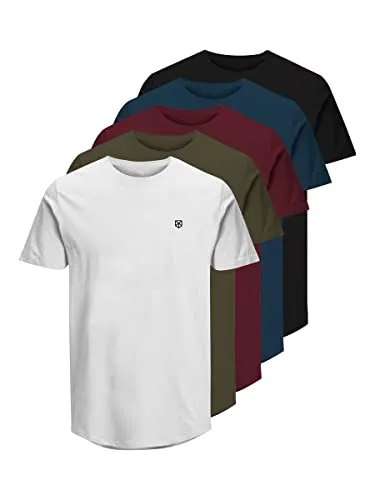 JACK & JONES Herren Jprblabrody Tee Crew Neck 5pk - 5er-Pack Navy Blazer T-Shirts, locker geschnitten und aus weichem Material für optimalen Tragekomfort.