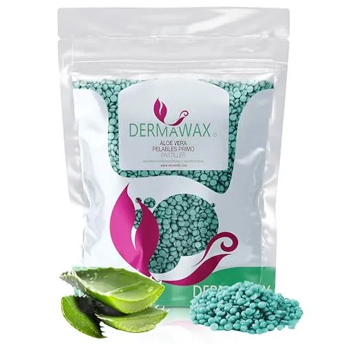 Dermawax Heißwachs Wachsperlen Aloe Vera 1 kg - Wachs für sensible Haut, sanfte Haarentfernung ohne Wachsstreifen für Gesicht, Beine und Bikini – mit feuchtigkeitsspendendem Aloe Vera-Extrakt für ein angenehmes Hautgefühl.