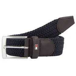 Tommy Hilfiger New Adan Herren Gürtel 3,5 cm - Herren-Gürtel aus hochwertigem Polyester-Elastan-Mix, ideal für jeden Anlass und mit praktischer eckiger Schnalle zur einfachen Größenanpassung.