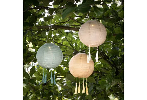 Lights4fun LED Laterne 3er Set Lucena – Solar Lampions in Grün, Gelb & Crème - Setze fröhliche Akzente in deinem Garten mit diesen bunten Solar Lampions. Sie laden sich tagsüber auf und bieten bis zu 6 Stunden Licht. Ideal für stimmungsvolle Abende im Freien!