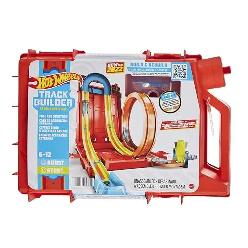 Hot Wheels Track Builder Unlimited Fuel Can Stunt Box - Spielzeugauto mit vielseitigen Bauoptionen, fördert Kreativität und Motorik bei Kindern ab 6 Jahren.