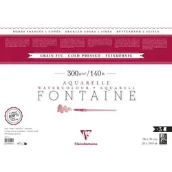 CLAIREFONTAINE Aquarellpapier mit Büttenrand - Hochwertiges 300g Aquarellpapier, 100% Hadern, ideal für professionelle Künstler und kreative Projekte.