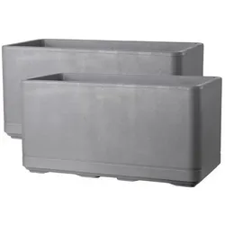 Kreher Blumenkasten XL Pflanzkasten Cosmo grau 80 l - 2er Set - Garten-Zubehör, eleganter Blumenkasten in Grau mit 80 l Fassungsvermögen, ideal für kreative Gartenarrangements.
