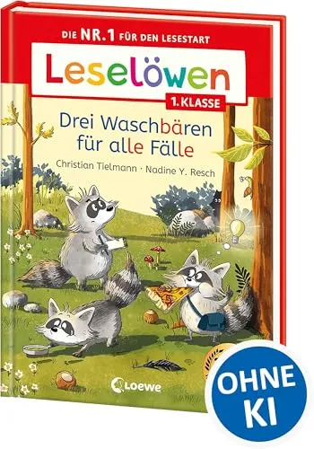 Leselöwen 1. Klasse - Drei Waschbären für alle Fälle: Die Nr. 1 für den Lesestart - Mit Leselernschrift ABeZeh - Erstlesebuch für Kinder ab 6 Jahren