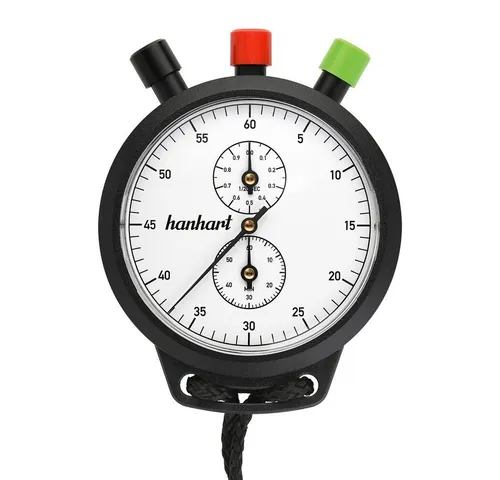 Hanhart Amigo Quarz Stoppuhr - Robuste Stoppuhr aus spritzwassergeschütztem ABS-Kunststoff mit Umhängekordel, ideal für Training und Wettkampf. Stoßfest und präzise mit 1/20 Sek. Einteilung.
