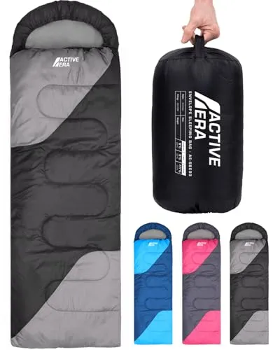Active Era Premium Mumienschlafsack 250 GSM - Ultraleicht & Wasserabweisend - Ideal für 3-4 Jahreszeiten: Der Active Era Mumienschlafsack bietet dank seines warmen 250 GSM Futters und des innovativen Reißverschlusssystems höchsten Komfort beim Camping, Wandern oder Festivals. Leicht und kompakt für unterwegs.