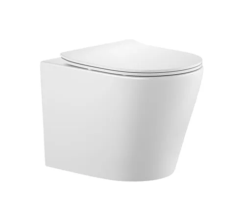 Wand-WC Set Nakia Tiefspüler ohne Spülrand kurz weiß matt - Sanitäranlagen & Zubehör – modernes und hygienisches Wand-WC Set mit einfacher Reinigung dank spülrandlosem Design und kompakter Bauweise, ideal für kleine Badezimmer.