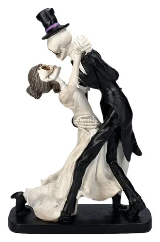 Figuren Shop GmbH Dekofigur Skelett - Tanzendes Brautpaar - Einzigartige Gothic Dekofigur aus Kunststein, ideal für kreative Wohnakzente. Maße: 20 x 12 x 31 cm, Gewicht: 870 g, mehrfarbige Gestaltung.