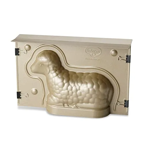 Dr. Oetker 3D-Backform "Lämmchen" in Gold - (B)23,5 x (H)15 x (T)6 cm - Hochwertige 3D-Backform aus Stahlblech mit Antihaft-Beschichtung. Ideal für kreative Backprojekte, backofenfest bis 230°C und leicht zu reinigen. Perfekt für besondere Anlässe!