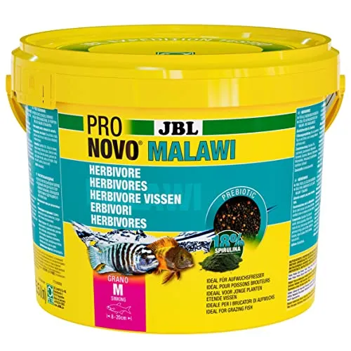 JBL ProNovo Malawi Grano M 5500ml - Futter für Barsche - Spezialfutter für Cichliden und Tropenfische, fördert gesundes Wachstum und Farbenpracht, ideal für Süßwasser-Aquarien.