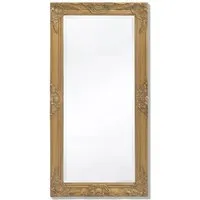 vidaXL Antik Barock-Wandspiegel 100x50 cm in Gold - Dekorativer Wandspiegel im Barock-Stil, ideal für Ankleidezimmer. Mit einem starken Holzrahmen und einzigartiger abgeschrägter Kante, sofort montierbar dank bereits angebrachter Haken.