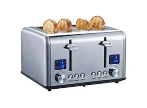 Steinborg 4 Scheiben Edelstahl Toaster mit Brötchenaufsatz 1630W - Küchenkleingeräte, 4-Scheiben Toaster mit 1630 Watt Leistung und individuell einstellbarem Bräunungsgrad für perfektes Toasten und Brötchenaufsatz für vielseitigen Genuss.