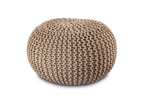 Strickhocker Pouf Ø45 cm - Nachhaltiges Bodenkissen in Bordeaux - Ottomane & Fußhocker, 100% Baumwolle, ideal für modernes Wohnen, bequem und umweltfreundlich, max. Tragkraft 90 kg.