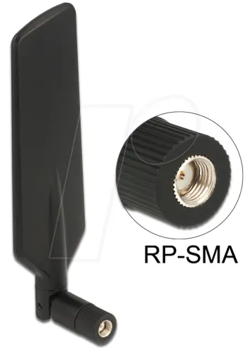 DELOCK 12409 - Antenne, 4G, WLAN, Dualband, RP-SMA-Stecker, Kippgelenk