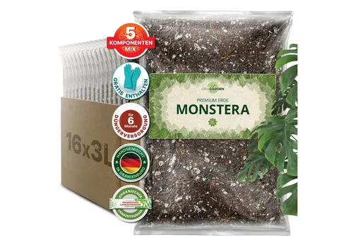OraGarden Spezialerde für Monstera Pflanzen - 48 l hochwertige Spezialerde, ideal für Monstera-Pflanzen, sorgt für optimale Nährstoffversorgung und durchlüftete Wurzeln für kräftiges Wachstum.