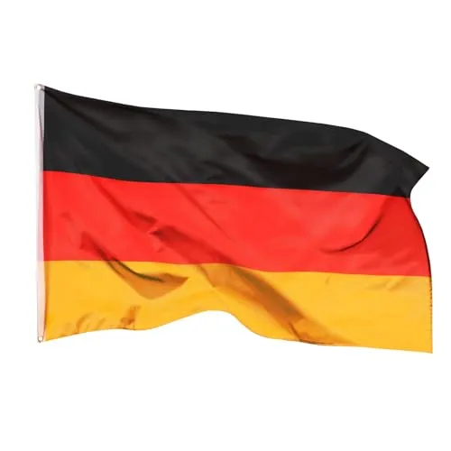 Aricona Deutschland Flagge 250x150cm - wetterbeständig mit Messingösen - Flaggen aus 100% Polyester, robust und ideal zum Zeigen von Nationalstolz. Lebendige Farben und stabile Messingösen für einfache Befestigung machen diese Fahne perfekt für innen und außen.