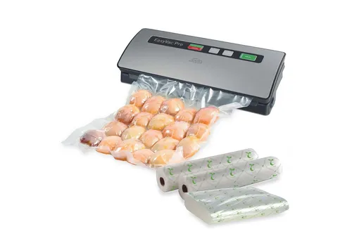 SOLIS OF SWITZERLAND Vakuumierer EasyVac Pro, Typ 569, Vorteilspack, Rollenbreite 30 cm, 120W, 2,5 mm Schweißnaht, Vakuumierschlauch, inkl. 68 Beutel & 2 Rollen