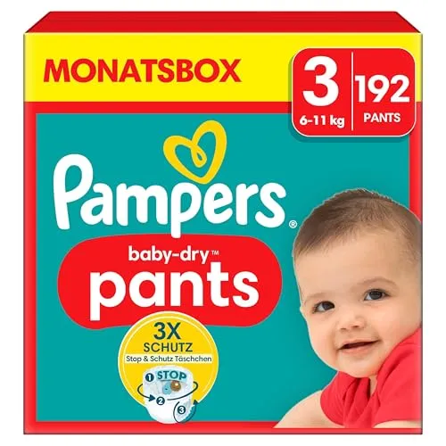 Pampers® Windeln baby-dry™ Monatsbox Größe Gr.3 (6-11 kg) - Sonstige - 192 Stück, dermatologisch getestet und sorgt für optimalen Schutz und Trockenheit für dein Baby.