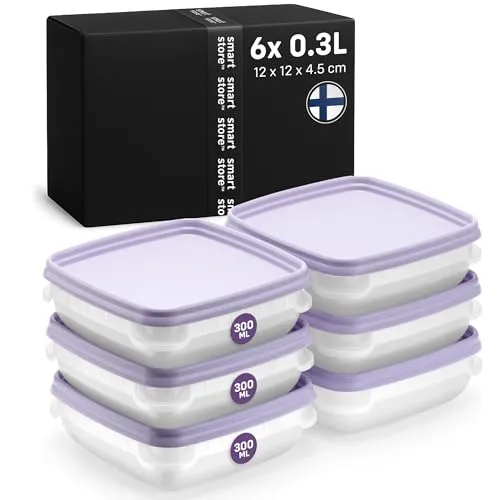 ORTHEX FREEZER Lavendelbox 0,3 l - 6 Stück - Praktische quadratische Lebensmittelbehälter aus BPA-freiem Kunststoff, ideal für Mikrowelle, Gefrier- und Kühlschrank. Stapelbar und mit dichtendem Deckel für optimale Lagerung und Organisation.