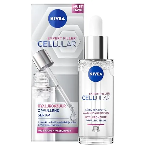 NIVEA CELLULAR Expert Filler Aufpolsterndes Hyaluronsäure Serum (1 x 30 ml), Anti-Falten und Anti-Aging Gesichtsserum, Feuchtigkeitspflege Gesicht für hydratisierte & aufgefüllte Haut, alle Hauttypen