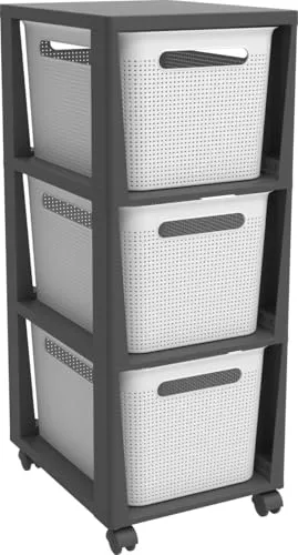 Rotho Brisen Rollcontainer - 3 Schubladen, 16 l, stabil und flexibel einsetzbar als Kosmetik- oder Aufbewahrungslösung