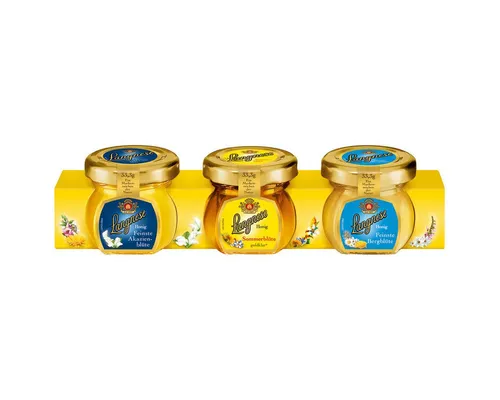 Langnese Honig, Langnese Mini Imker Spezialitäten Akazien Sommerblüte Bergblüte 3x33g