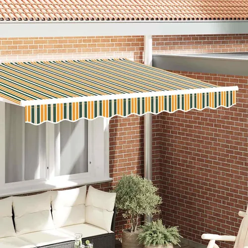 vidaXL Markisenschürzen-Ersatz Grün und Gelb 3,5 m Polyester
