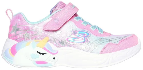 SKECHERS Unicorn Dreams Kinder Sneaker pink 34 - Sneaker für Kinder mit Leuchteffekt und Einhorn-Design, aus flexiblem Textil und mit gepolsterter Innensohle für hohen Tragekomfort.