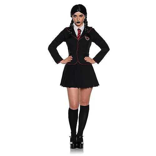UNDERWRAPS Gothic Schwarzes Schulmädchenkleid – Gothic-Kleid für Damen, Halloween, Damenkostüm, Gothic-schwarzes Kleid, sexy Gothic (Gothic Schulmädchen, Größe S 32-34)