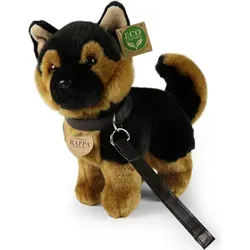 Rappa, Realistisches Schäferhund-Kuscheltier 23 cm ultraweich aus Recycling, Schwarz / Braun - Schwarz