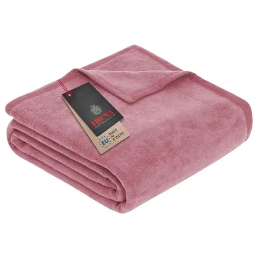 Ibena Porto Kinderdecke 100x150 cm - weiche Kuscheldecke in Altrosa - Hochwertige Kinderdecke aus 58% Baumwolle, ideal für Frühling, Herbst und Winter. Maschinenwaschbar und robust, perfekt für den täglichen Einsatz im Kinderwagen oder Bett.