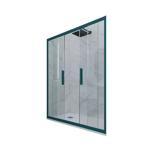 PORTA DOCCIA SCORREVOLE IN PVC KLARGLAS GRÜN PROFIL 120 CM MOD. GLAM - Moderne Duschabtrennung mit 120 cm Breite, elegantem Grün und robustem PVC. Ideal für stilvolle Badezimmergestaltungen.