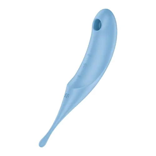 Satisfyer 'Twirling Pro', 20 cm, Druckwellen- und Auflegevibrator, beidseitig verwendbar, Druckwellen und zirkulierende Vibration, Farbe:blau