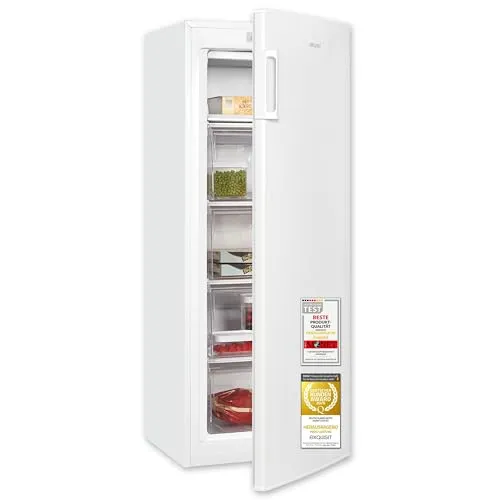 Exquisit Gefrierschrank GS5230-HE-040D - Tiefkühler mit 168 Litern, 4 transparenten Schubladen und Schnellgefrieren-Funktion für optimale Frische und lange Haltbarkeit Ihrer Lebensmittel.