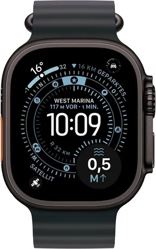 Apple Watch Ultra 3 GPS + Cellular 49mm - Black Titanium Case - Smartwatch mit Touch OLED Display, 42 Stunden Akkulaufzeit und robustem Titan-Gehäuse für Outdoor-Abenteuer.