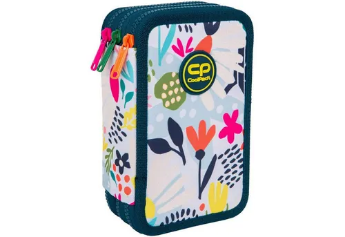 COOLPACK Jumper 3 - Dreifach-Federmäppchen SUNNY DAY - Praktisches 3-Zipper-Federmäppchen mit 44 hochwertigen Schreib- und Bastelutensilien. Robustes, wasserabweisendes Material sorgt für Langlebigkeit. Ideal für Schule und Freizeit.