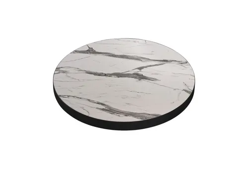 BRASIL Gastro Tischplatte Ø 50 cm in Weiß Marmor – Rund - Hochwertige Gastro Tischplatte mit edler Optik, hitze- und UV-beständig. Ideal für Bars, Cafés und Restaurants. Langlebig und pflegeleicht, perfekt für den täglichen Einsatz.